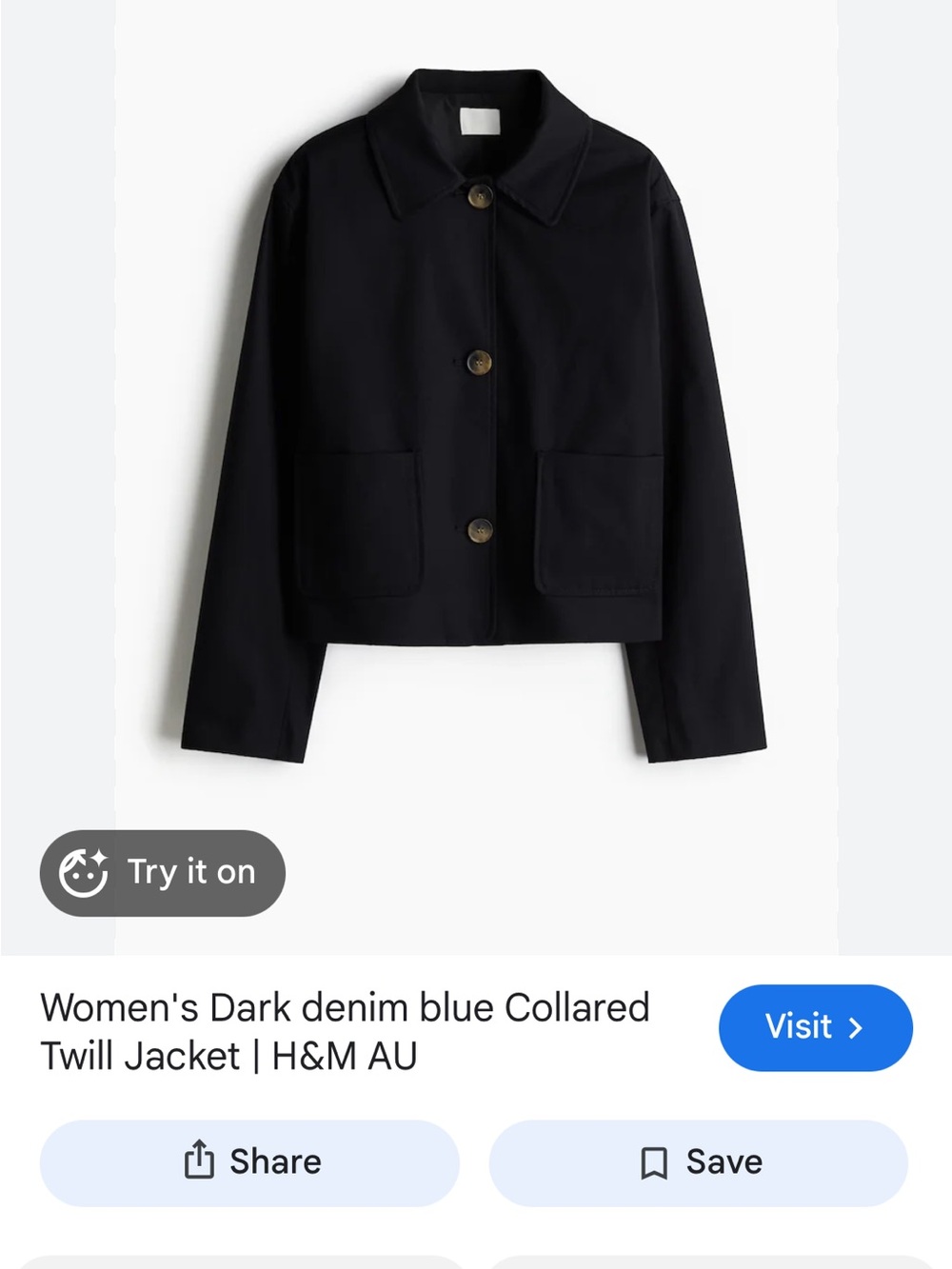 H&M Women's Black Collared Button-Up Jacket